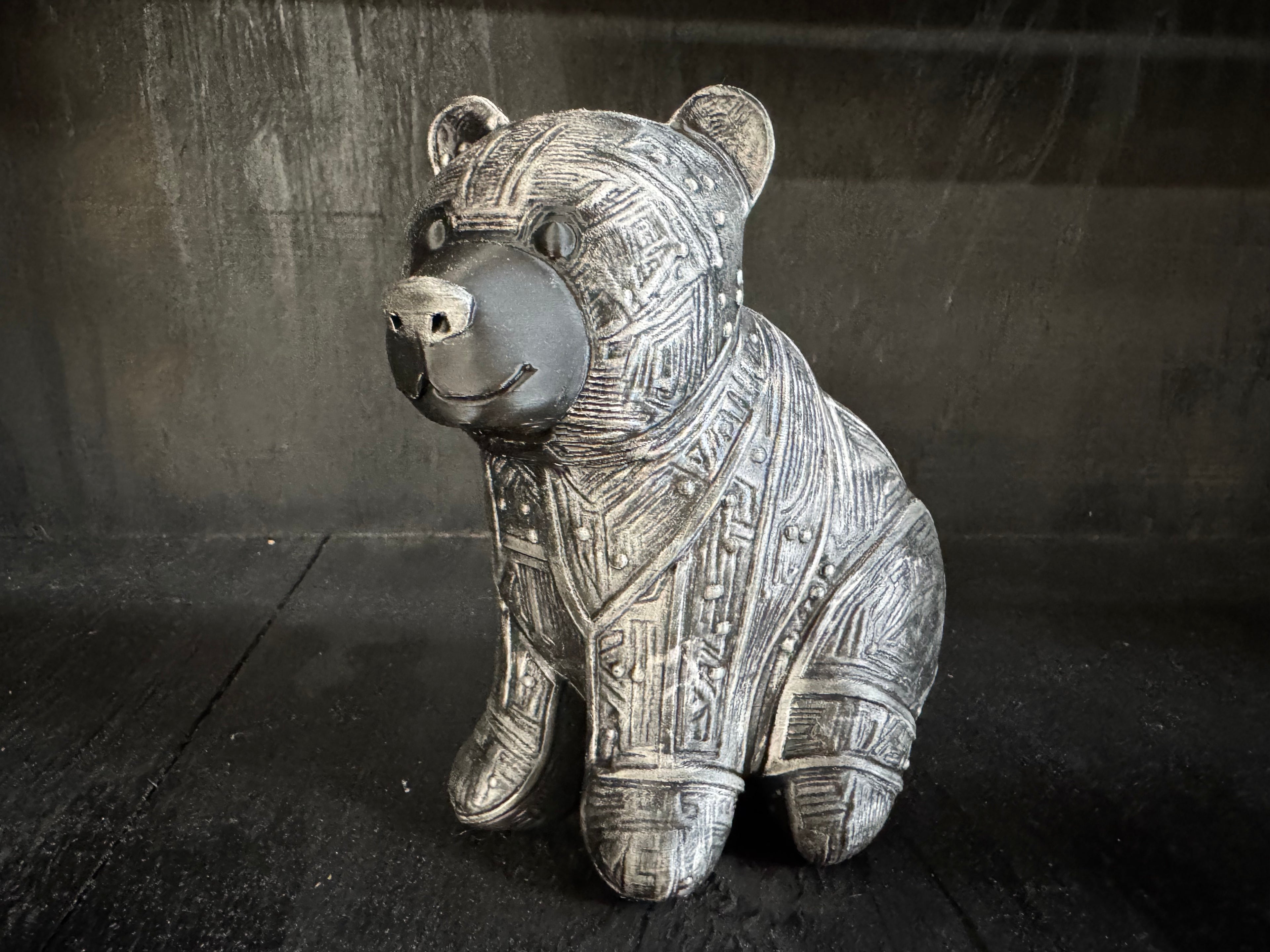 Circuit Board Bear Figurine – Matte gray Sculpture
