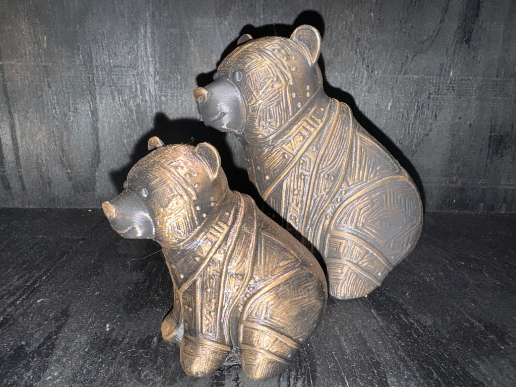 Circuit Board Bear Figurine – Bronze Sculpture