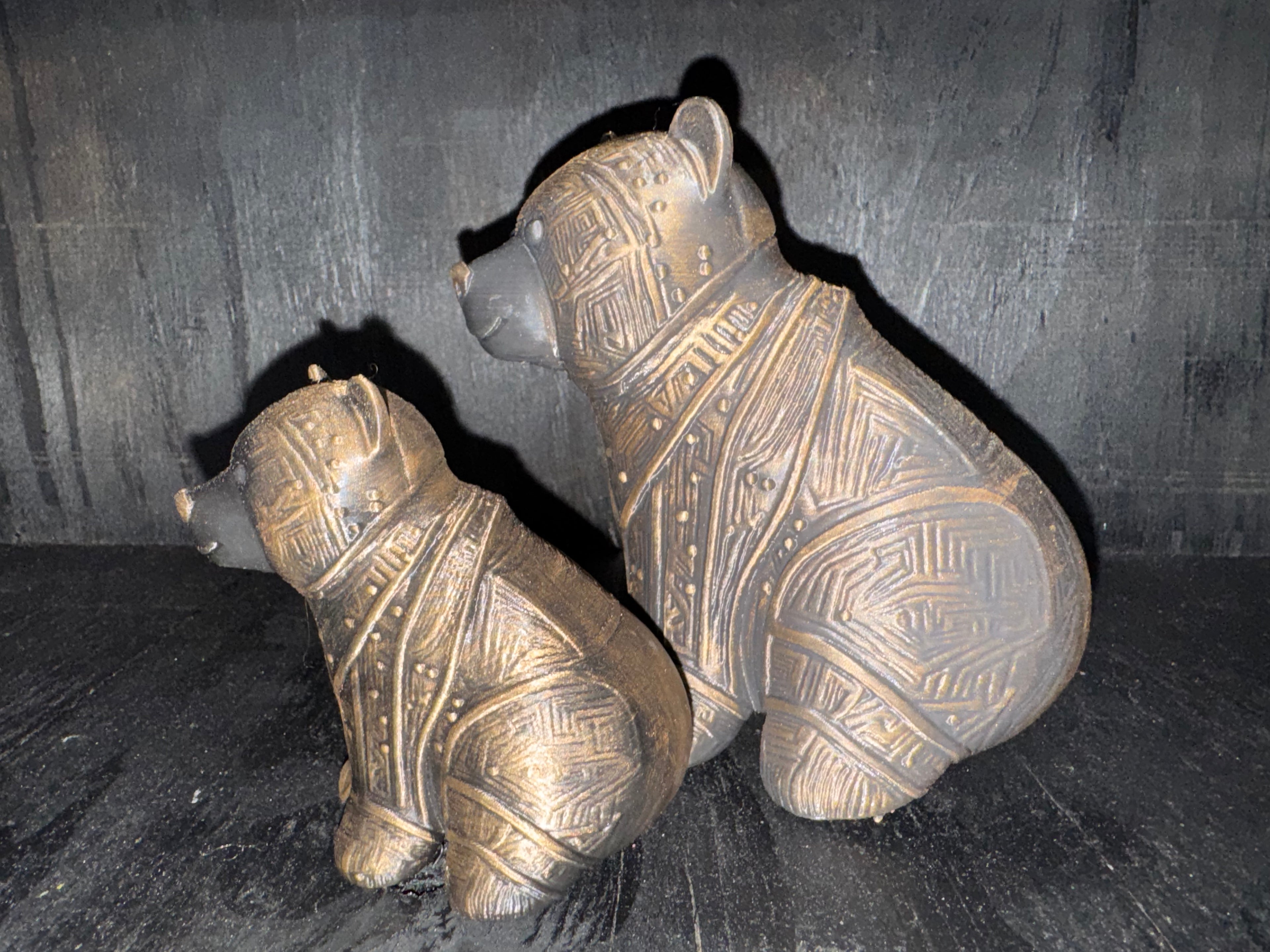 Circuit Board Bear Figurine – Gold Sculpture