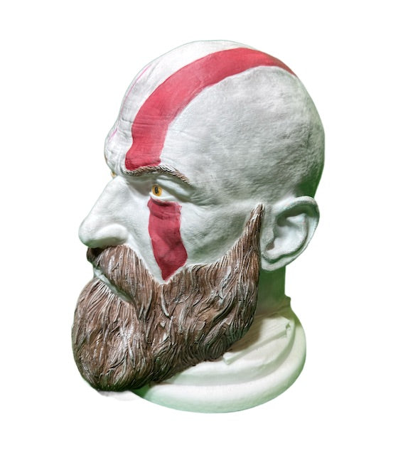 Kratos God of War bust figurine, side profile view