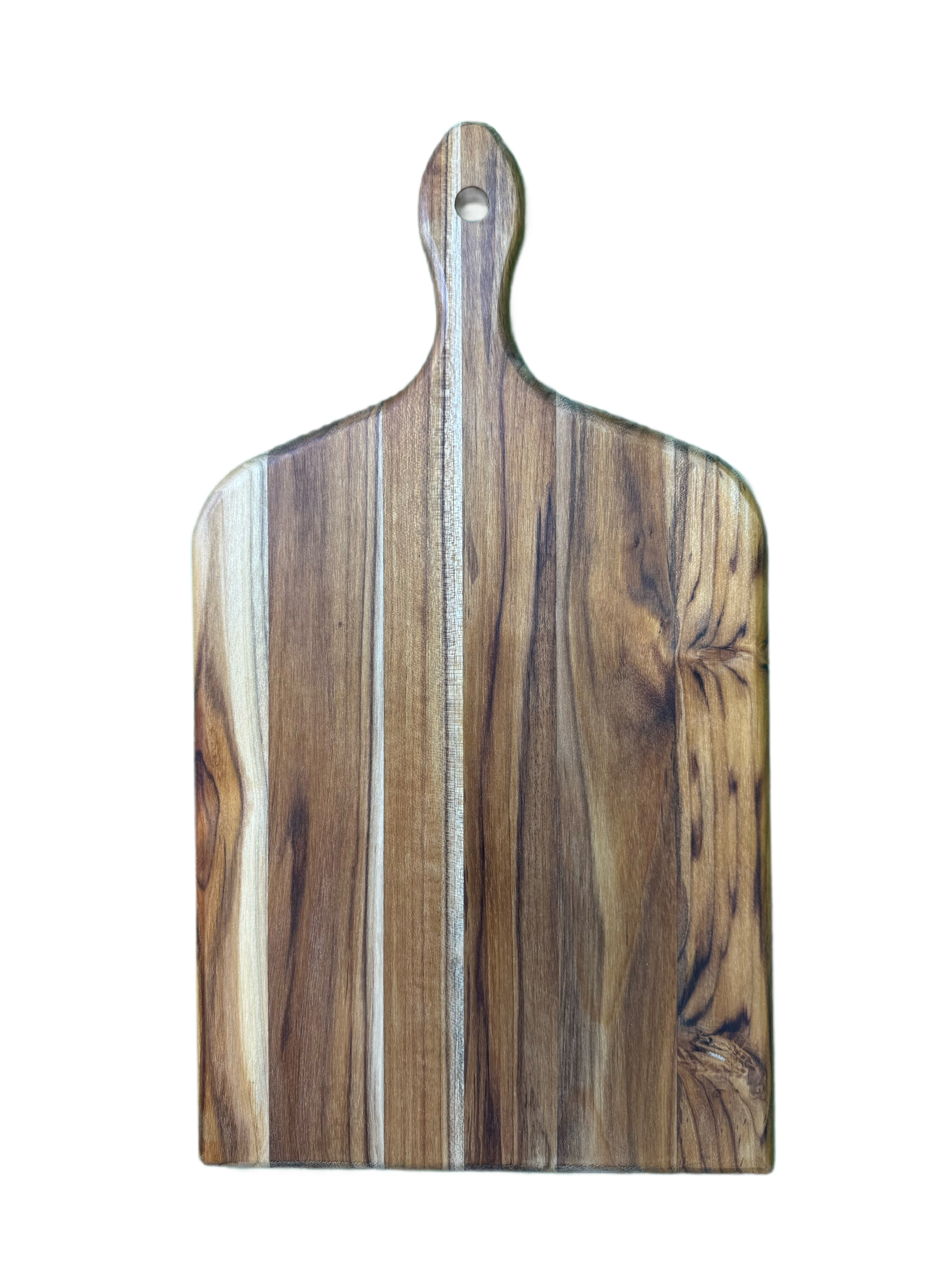 Walnut paddle cutting board - front view