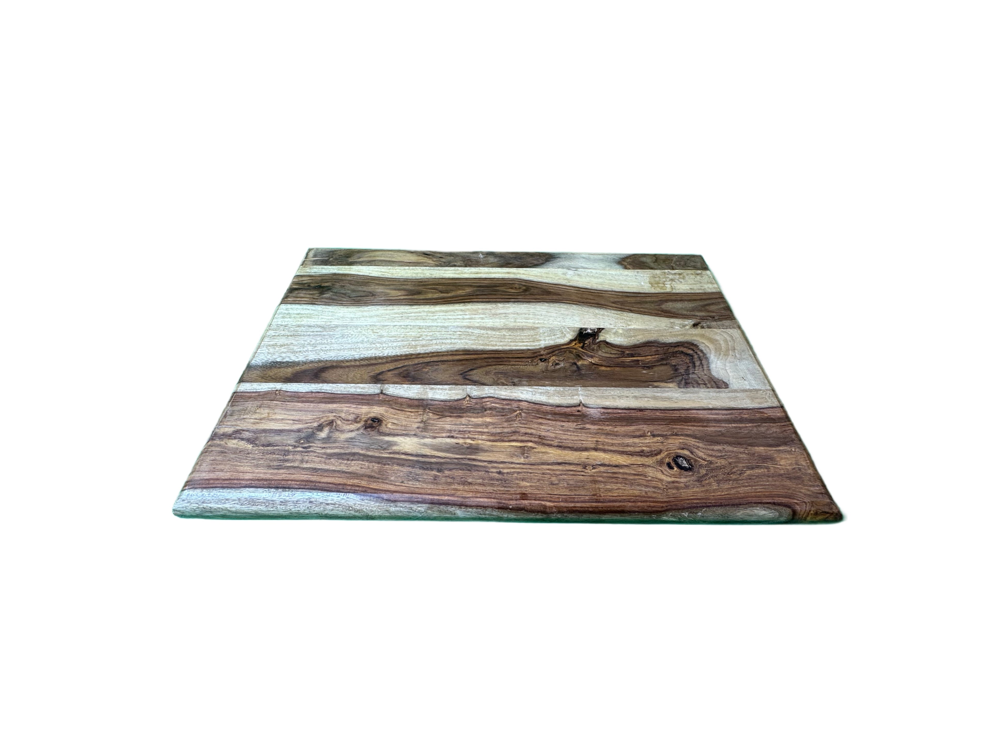Walnut cutting board side angle view showing edge grain construction
