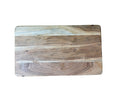 Top view of rustic hardwood cutting board showing natural wood grain